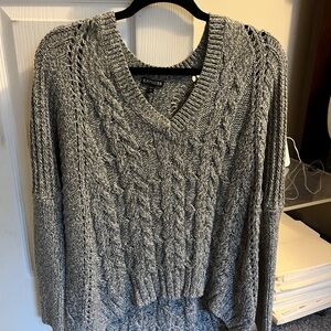 Express Charcoal V-Neck Cable Knit Sweater